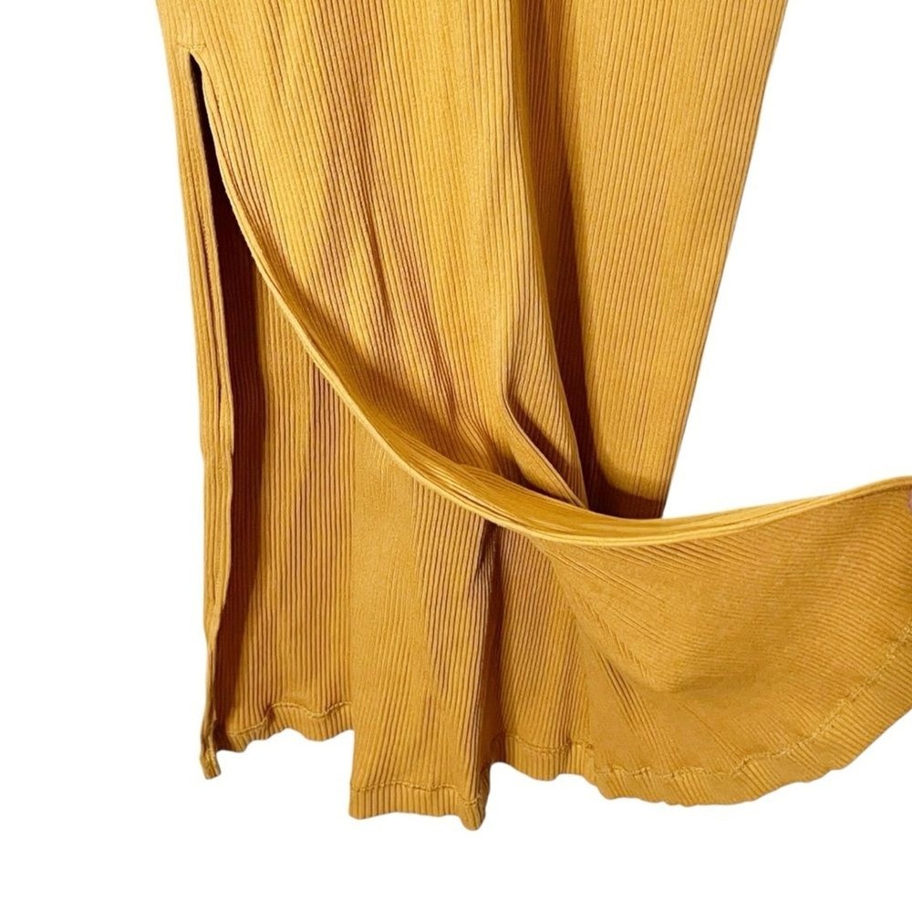 Spell Cosmos Rib Midi Dress Small Turmeric Sleek Ribbed Minimal Silhouette - Picture 6 of 8
